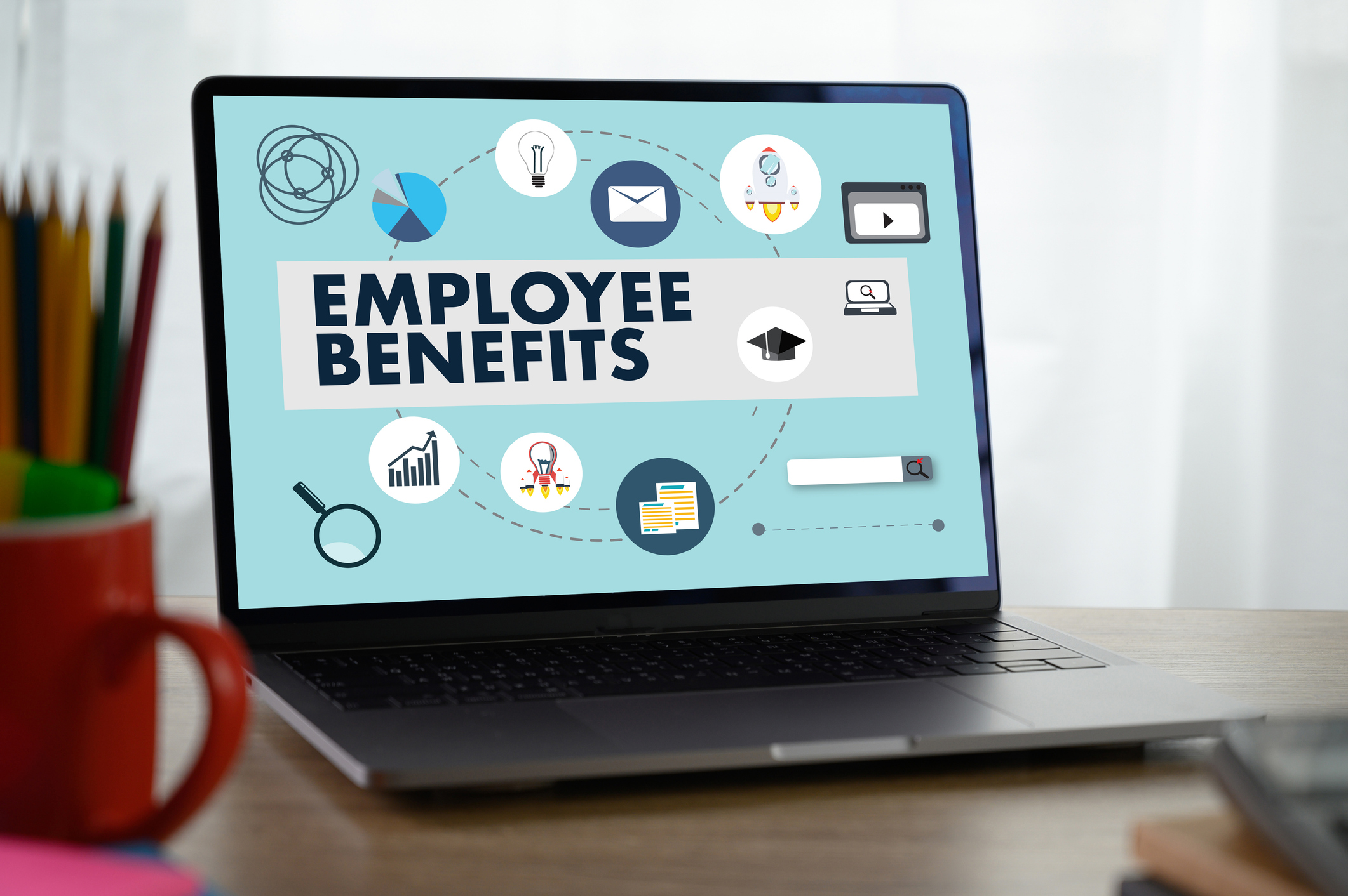 Employee benefits on a computer screen