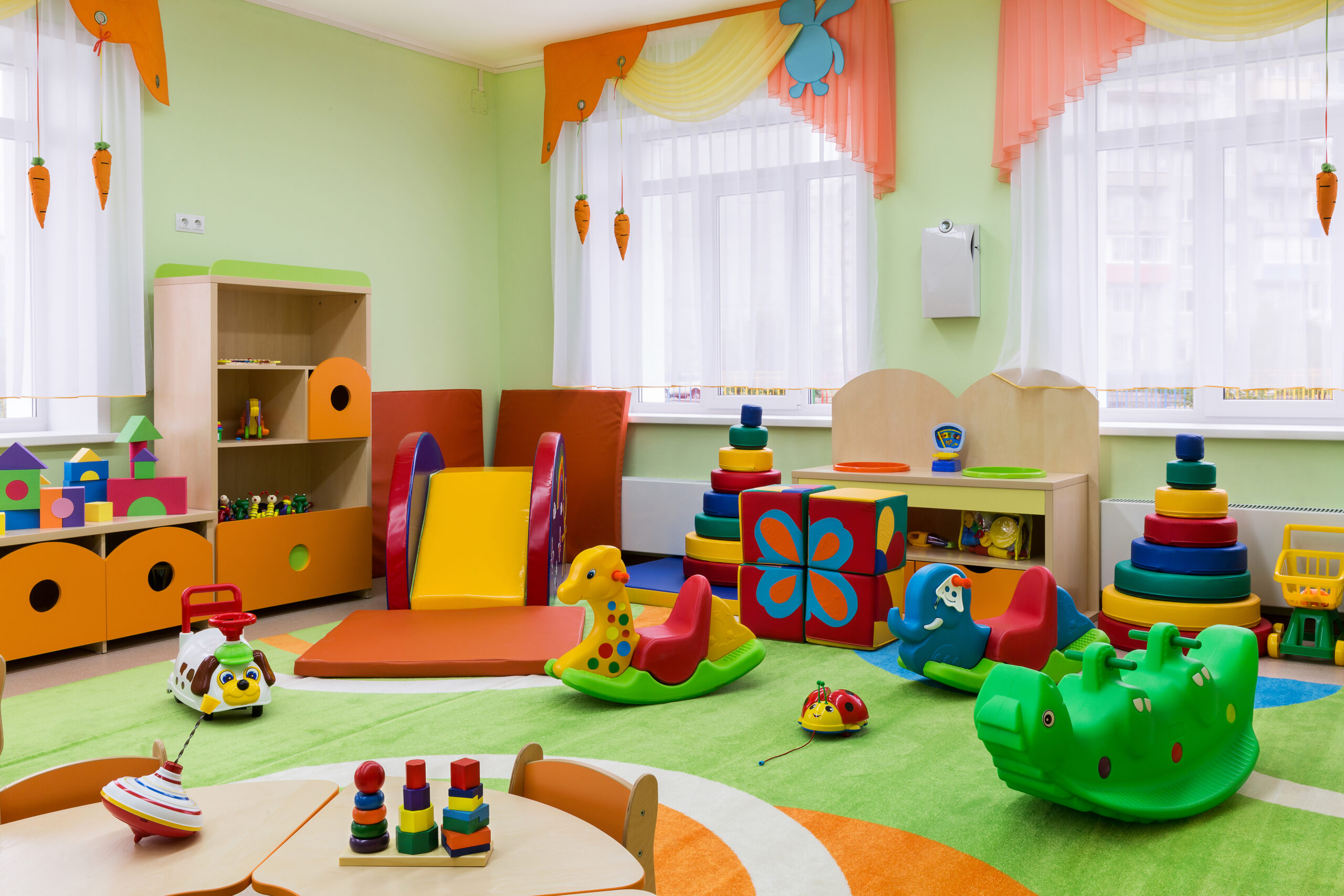 The interior of the kindergarten room for small children.